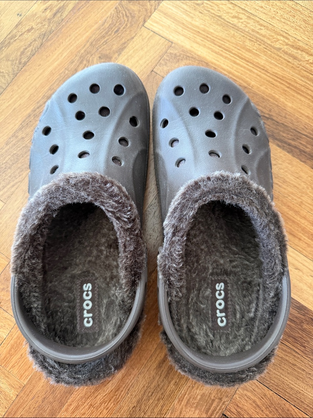 Crocs Fleece Lined Clogs in Dark Brown